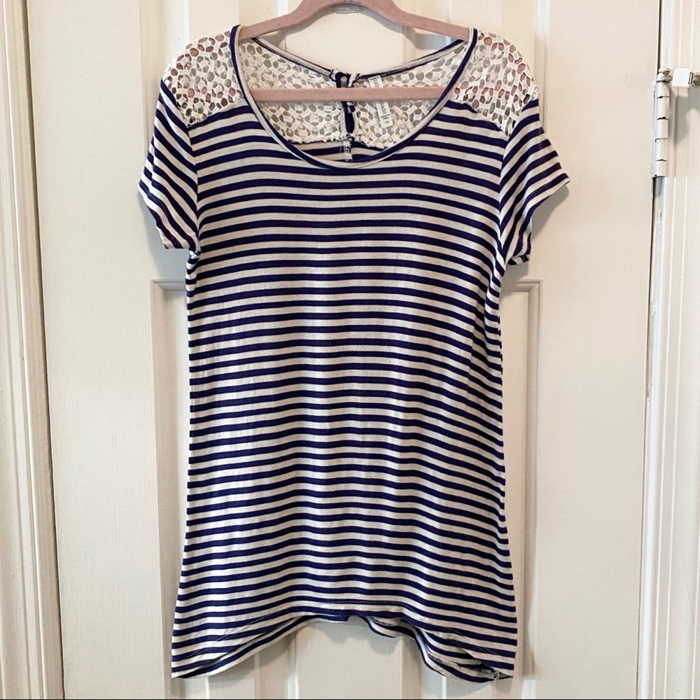 Lemonade Stripes and Lace Top